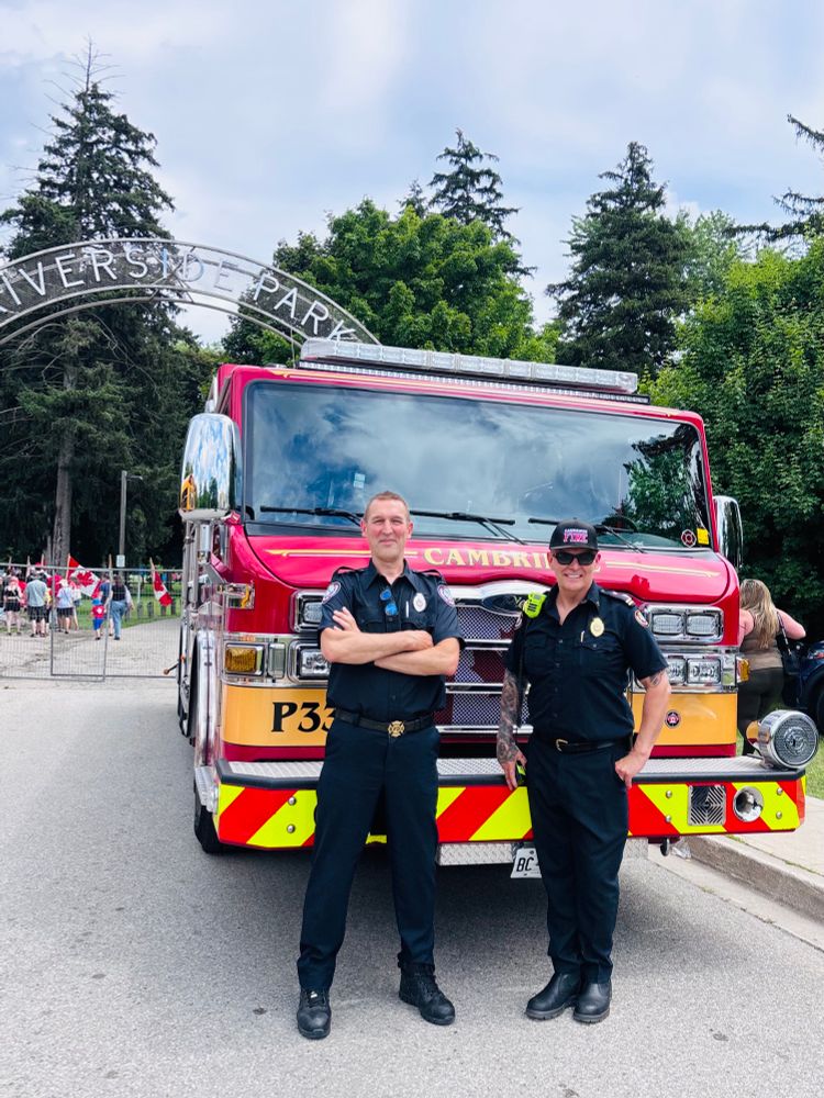 Cambridge firefighters at fire safety event 