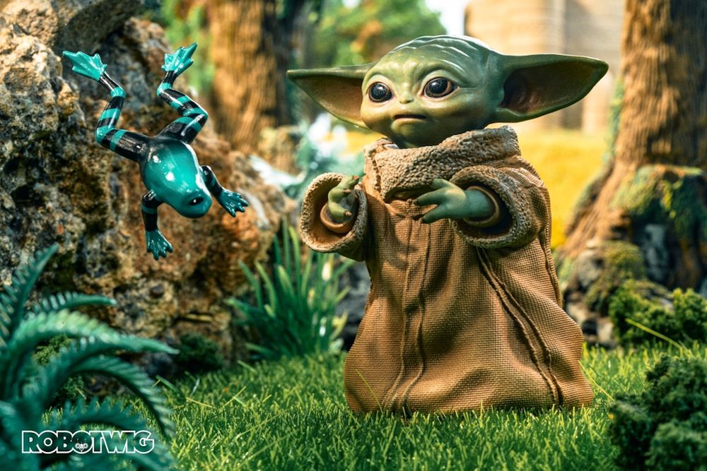 Grogu uses the force to bring over his lunch