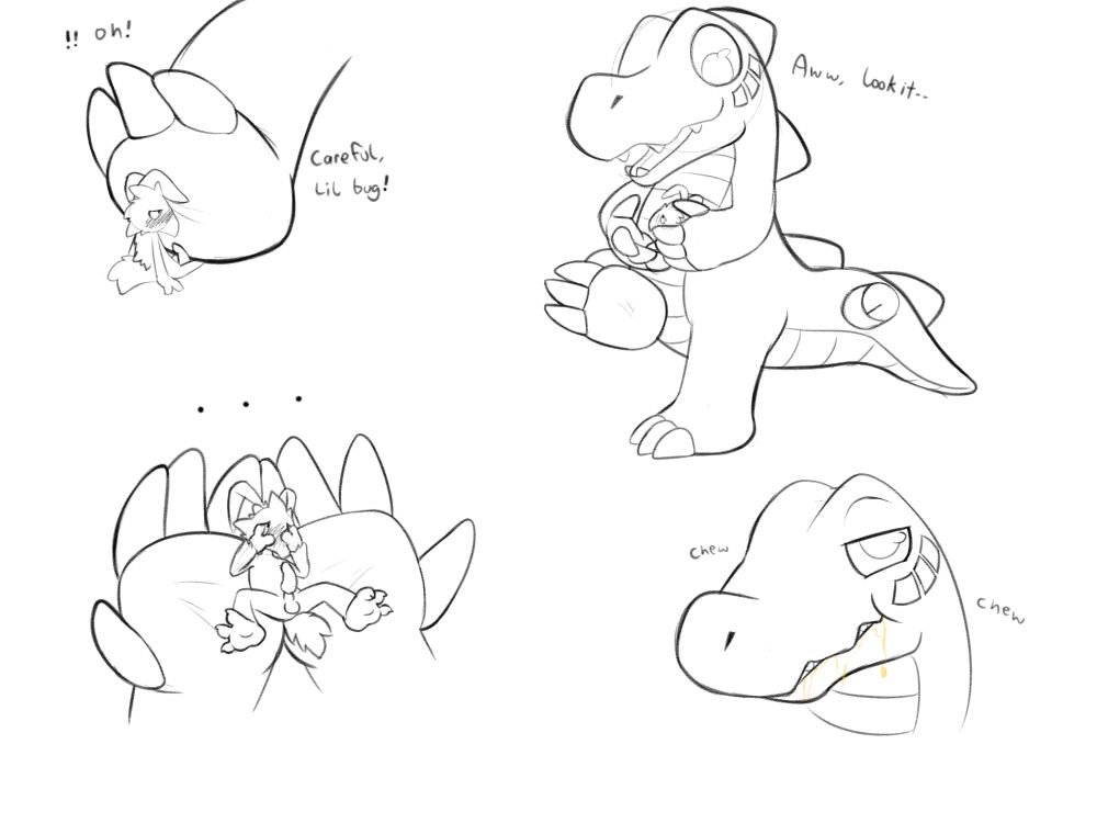 Bitcoon/Embi's sona Moska almost getting crushed underfoot before becoming a gooey snack☆