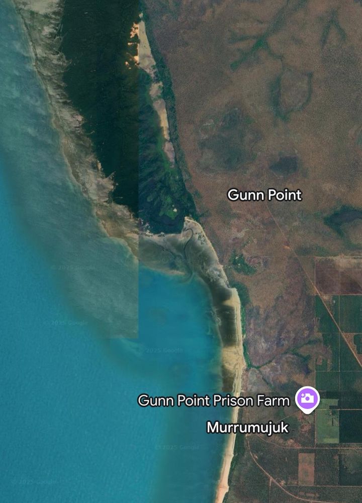 Aerial map showing a promontory called "Gunn Point". 