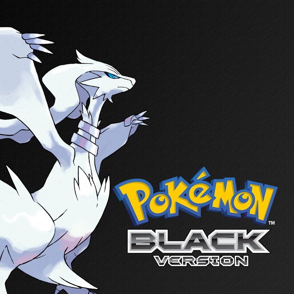 Pokemon Black Version box art featuring Reshiram, a white dragon Pokemon