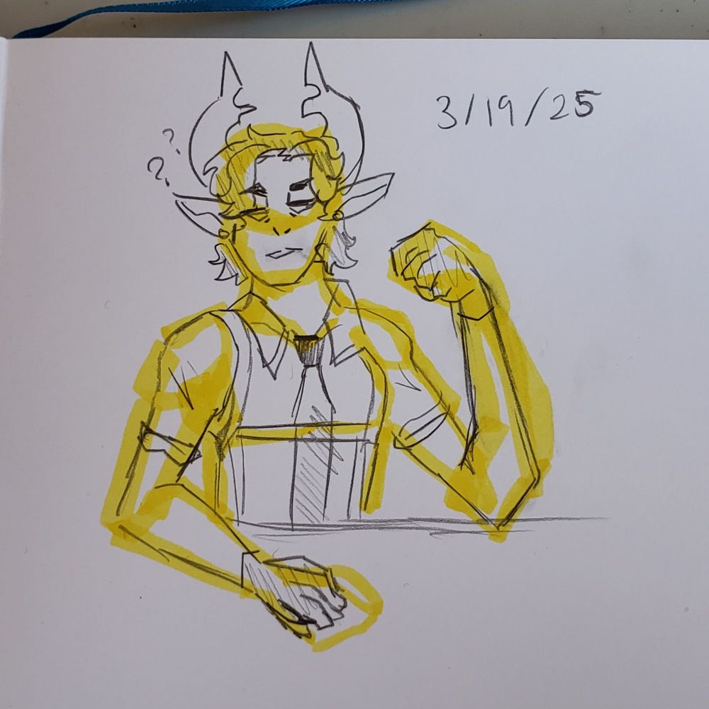 A bust pencil sketch of a fantroll.