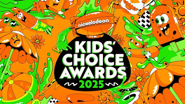 Kids choice awards 2025 in an orange and green image 