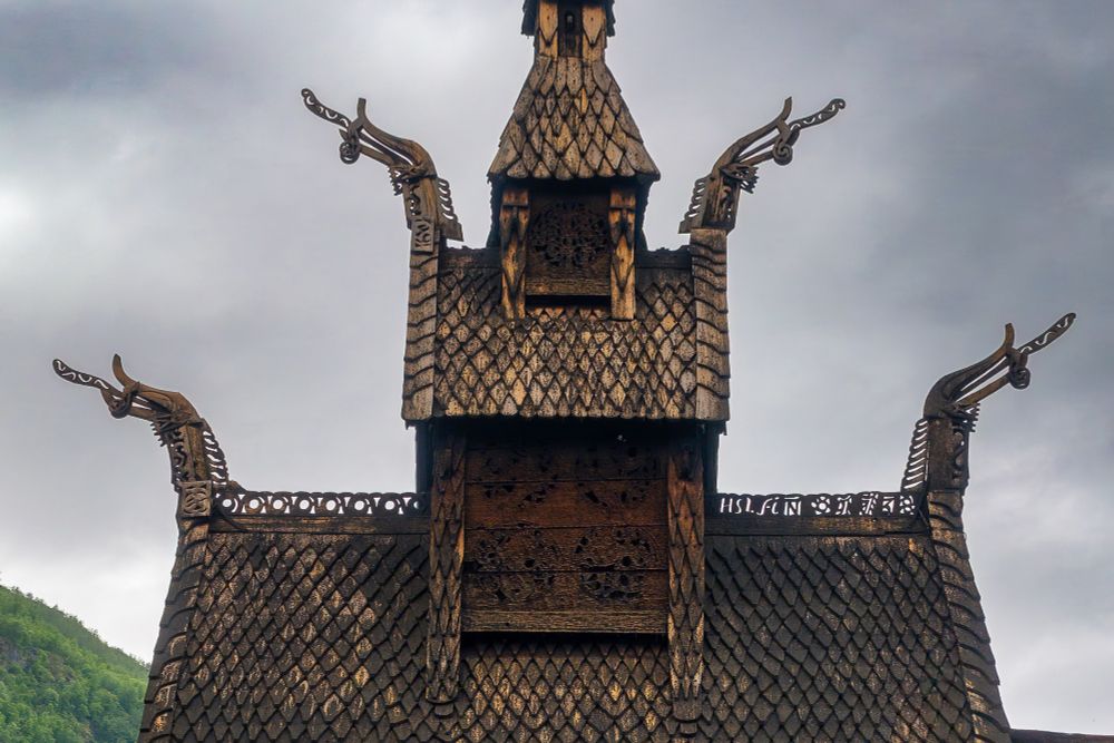 Highlight of ancient Norse stylized dragon head wood carvings adorning gables on the roof.
Borgund Stave Church, Norway
© 2025 Nathan Williams