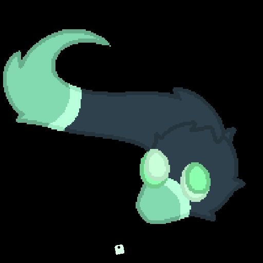 a green and teal worm on a string