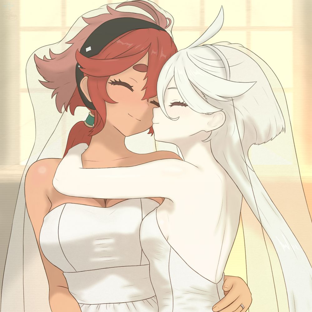 Suletta and Miorine alternative wedding picture!