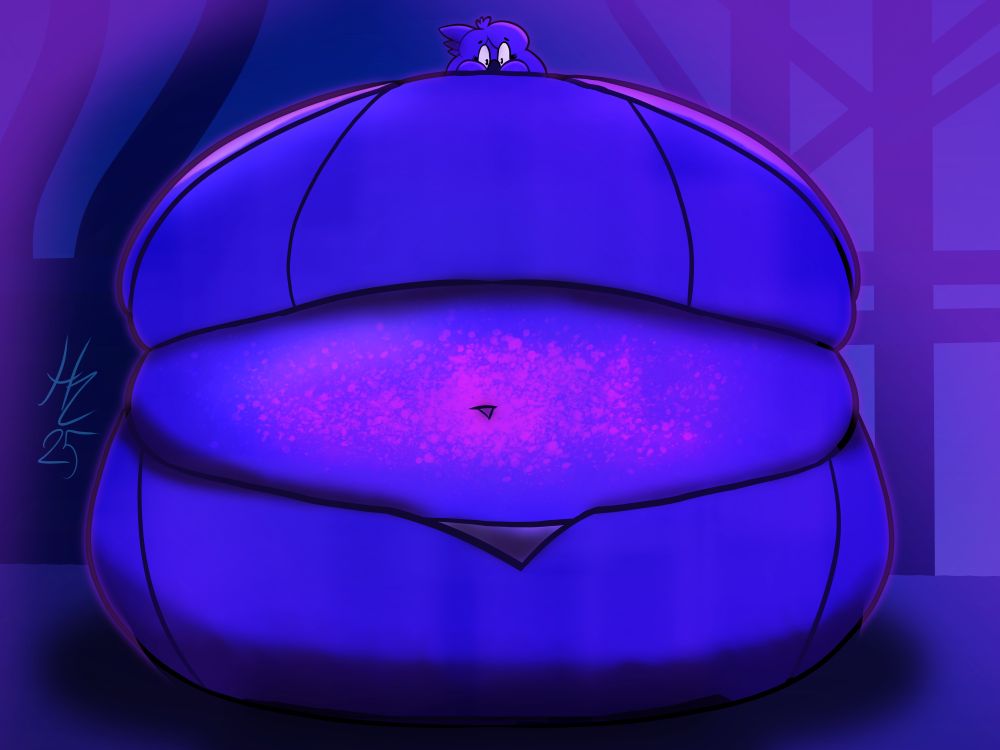 chip as a giant swollen up blueberry