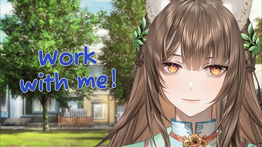 Thumbnail for a coworking stream, with a garden in the background.