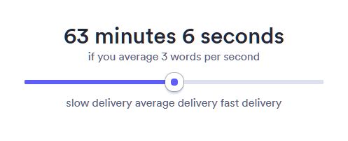 Script reading length: 63 minutes 6 seconds, if you average 3 words per second