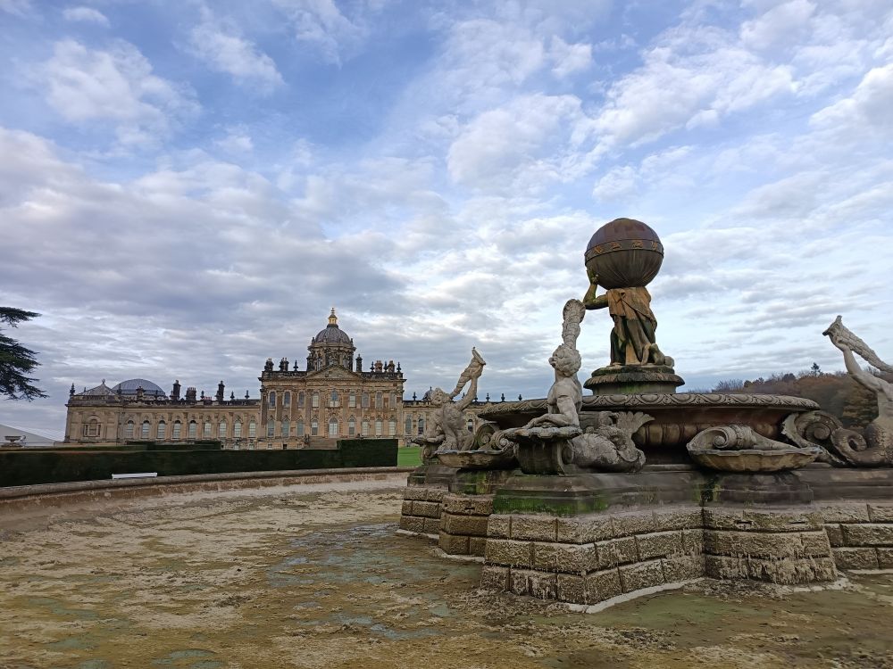 View of Castle Howard from the Atlas Fountain. 