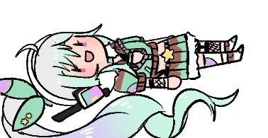 A cute chibi art of minty laying down with a smile on her face