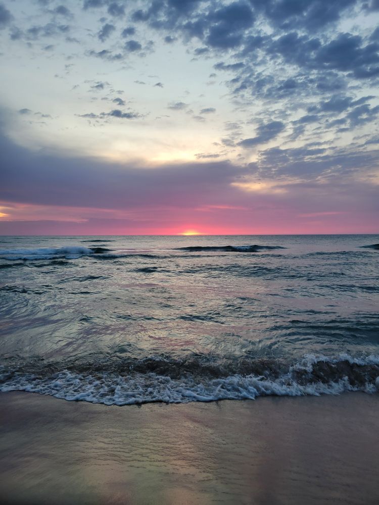 Sunset over the water