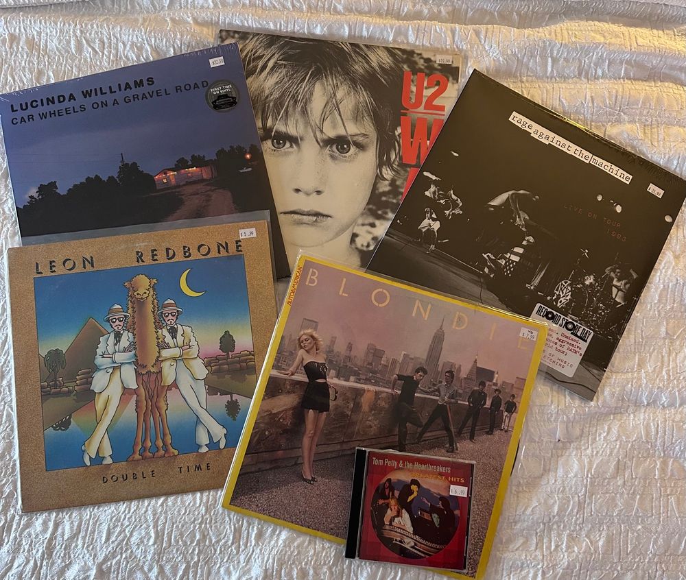 Various albums by U2, Lucinda Williams, Blondie, Tom Petty, Leon Redbone and Rage Against the Machine 