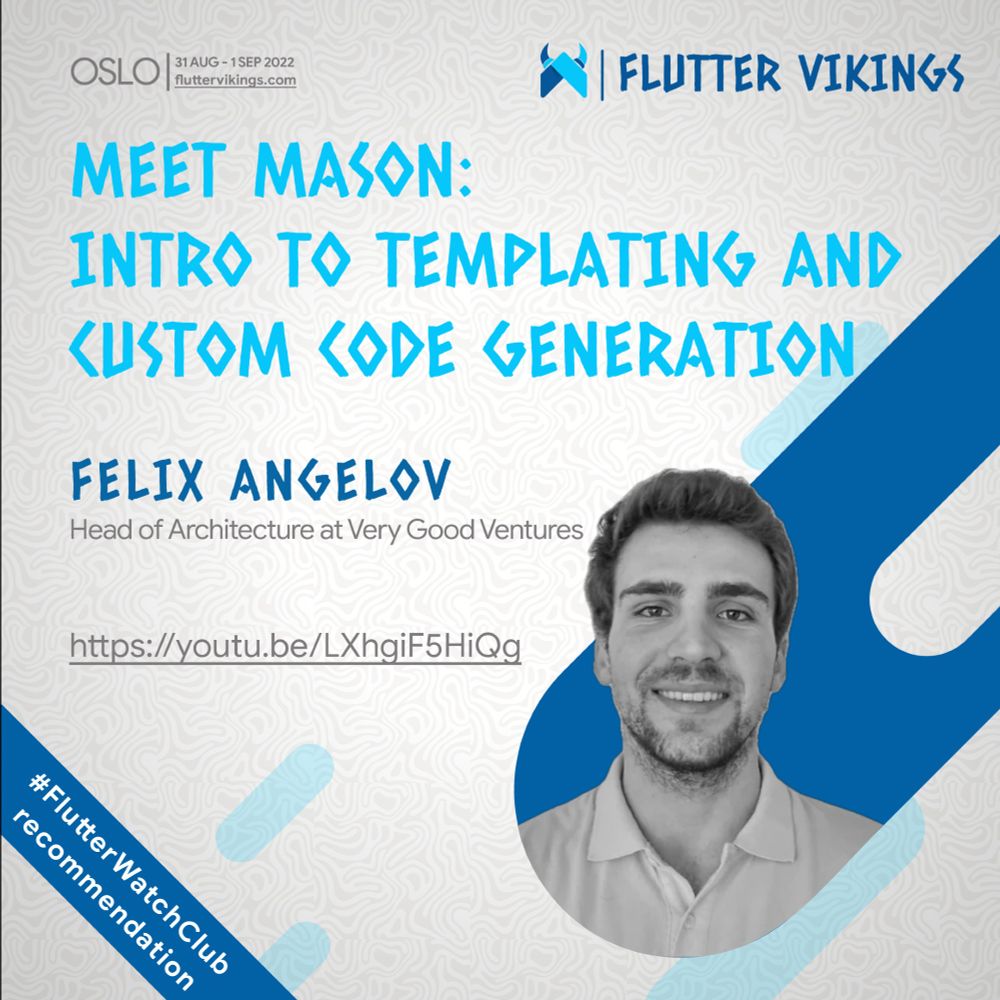 #FlutterWatchClub recommendation: “Meet Mason: Intro to Templating and Custom Code Generation“ by Felix Angelov at FlutterVikings 2022 - https://youtu.be/LXhgiF5HiQg.
