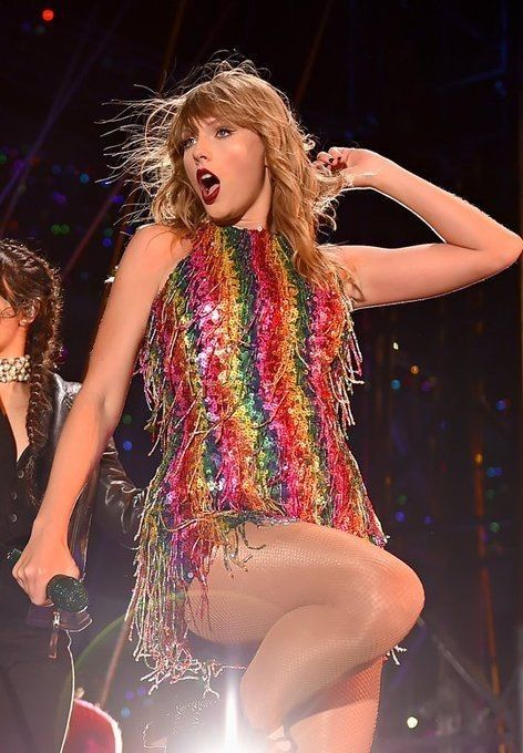 Taylor Swift in rainbow sparkling dress (Reputation tour)