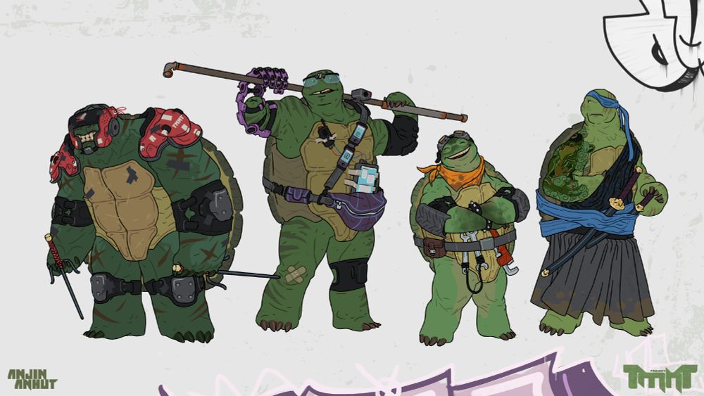 cartoon drawing of the ninja turtles