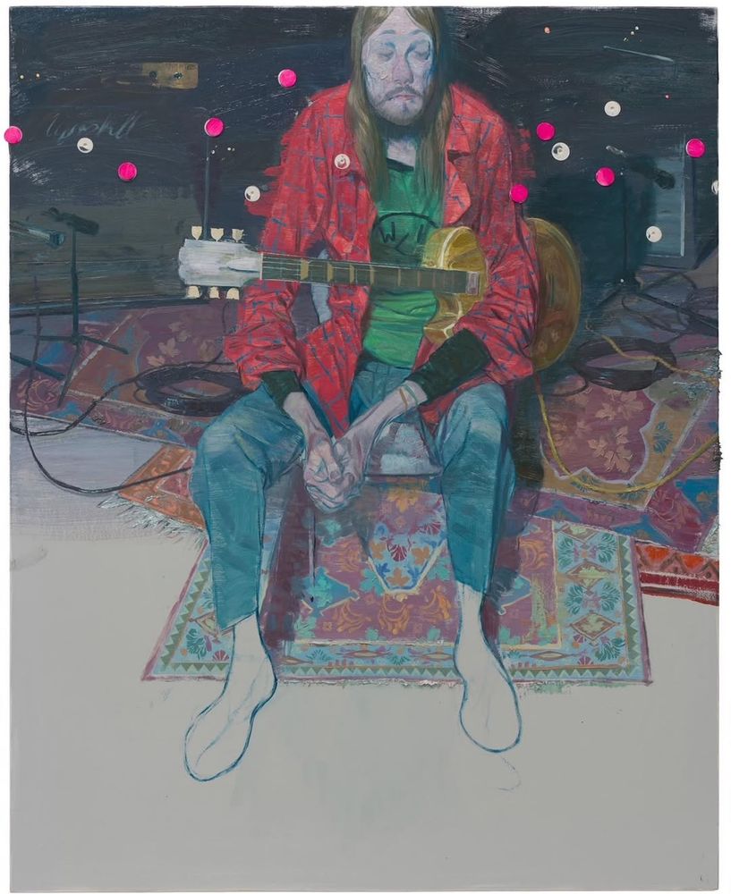 surrealist painting by Ruprecht v Kaufmann showing a guitarist resting