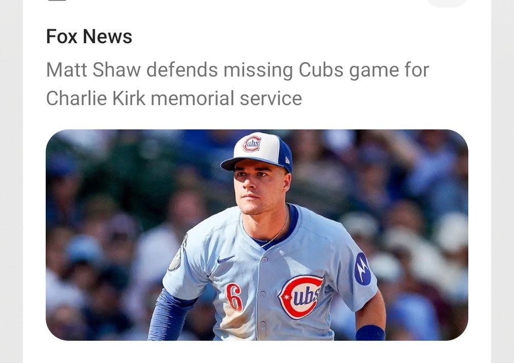 Matt Shaw defends missing Cubs game for Charlie Kirk memorial service.