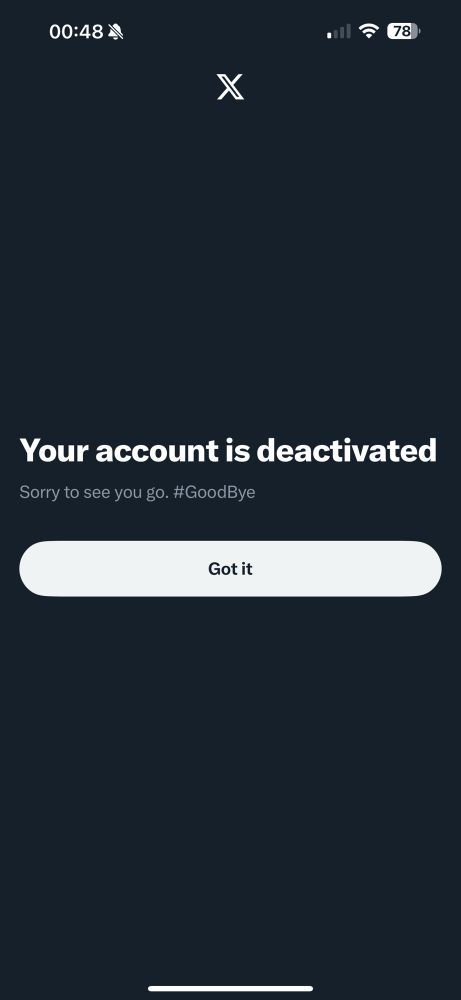 Deactivated ‘X’ screenshot
