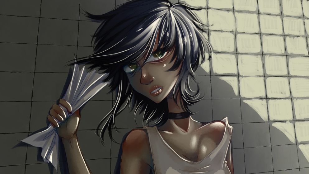 Yi Xi tile floor eating paper 