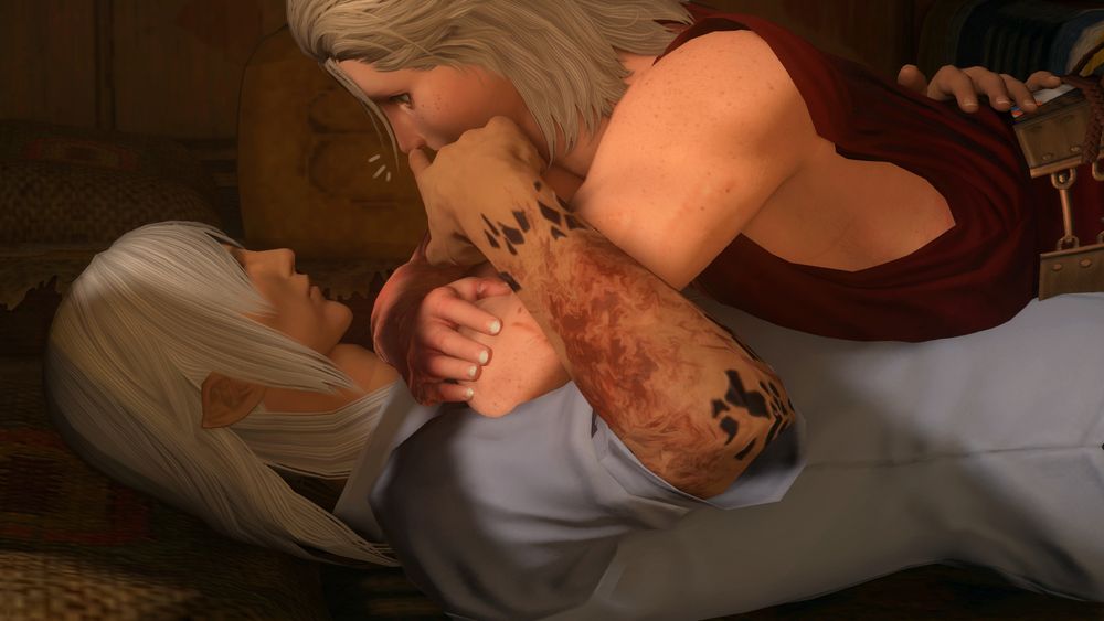 Estinien then boops Rifra's nose to her surprise