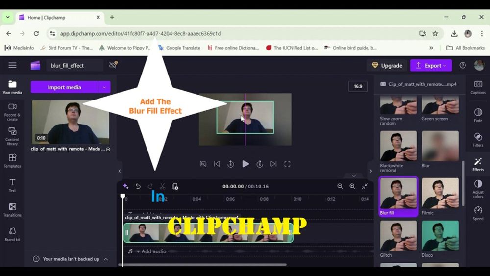 Add The Blur Fill Effect In Clipchamp