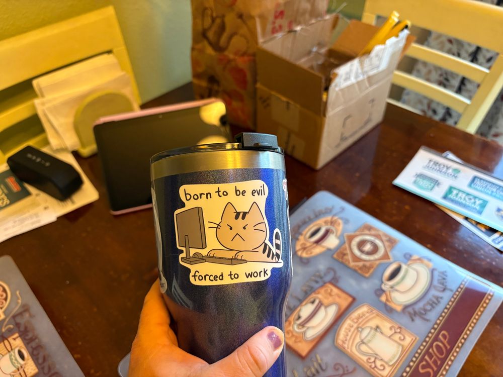 Cup with cute cat stickers