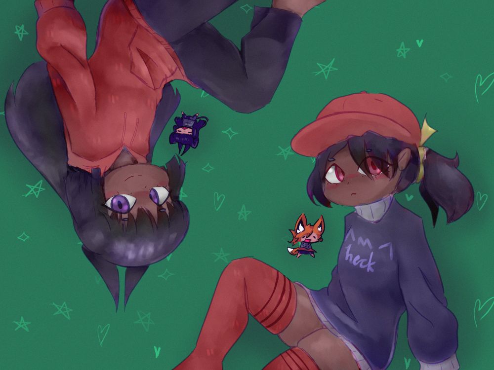 Digital art of both of my personas. It's pretty late and I can't think of how to describe this further, sorry.