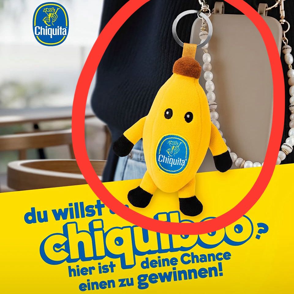 Mini Bananen Schlüsselanhänger den man nur über ein Gewinnspiel erhalten kann 