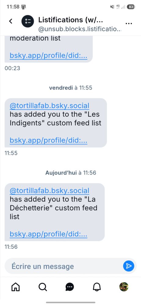 Une personne me mettant plusieurs fois a plusieurs jours de suite sur des listes au nom diffamant.