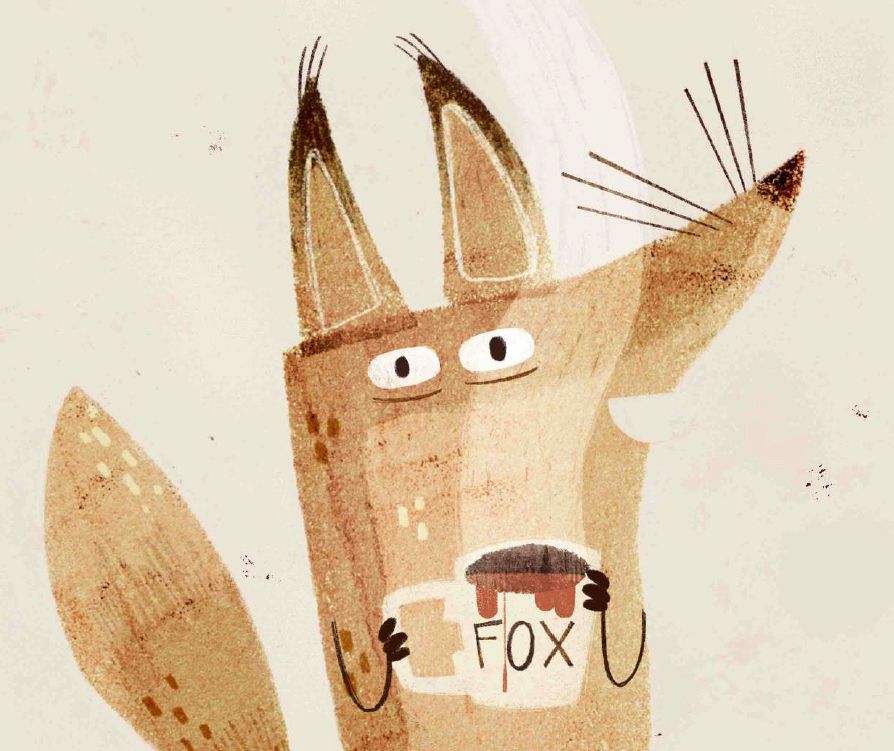 Illustration of Fox with his cup of hot cocoa!