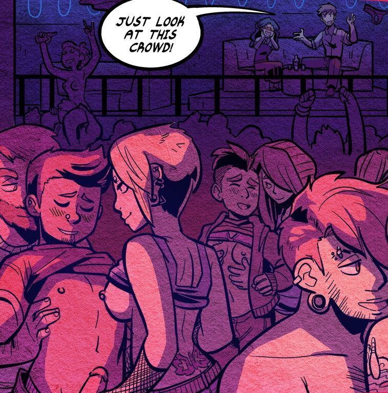 the dance floor of club ragnarock is going crazy. Everyone is groping eachother. Seth is enjoying himself for once.
