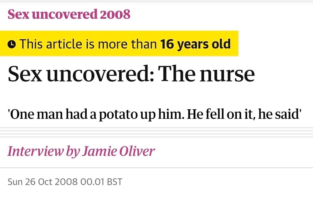 Guardian article about a potato used for sexual gratification, written by a reporter called Jamie Oliver.