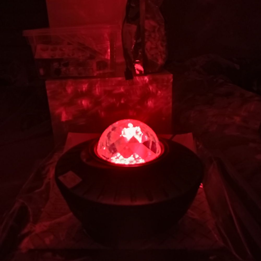 Red glowing sphere casts red light and plays atmosphere ambient