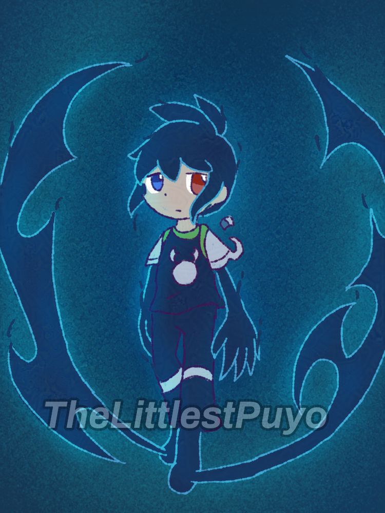 This is Dark Sig, a variation of Sig from Puyo Puyo (also spelt Puyopuyo with no space). This is fan art, not official art from Sega.