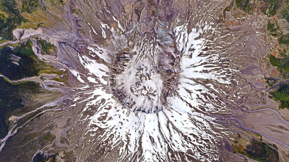 Mount Saint Helen's crater seen from above