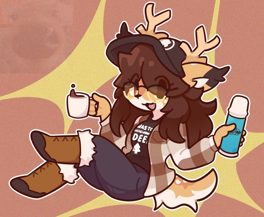 a deer character wearing a cozy autumn outfit! there are various references to deers throughout the apparel 