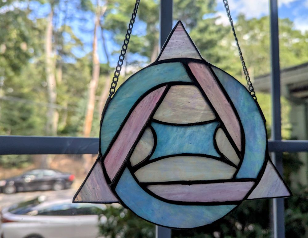 Therian suncatcher in trans flag colors