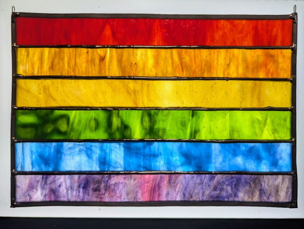 Stained glass six color rainbow pride flag