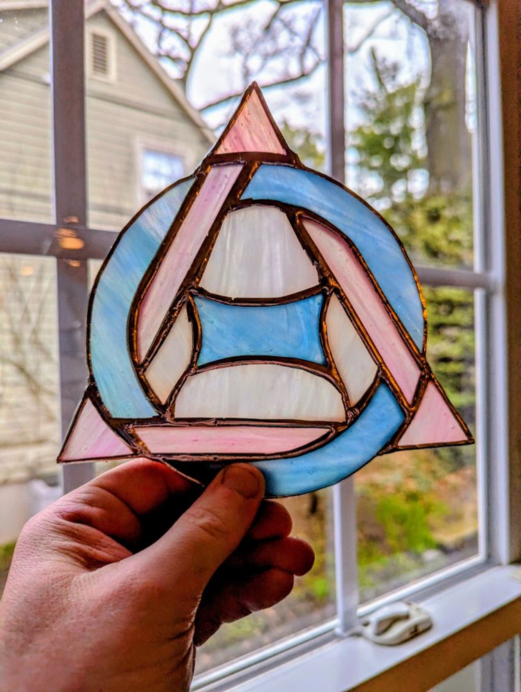 Trans flag colored therian theta delta 
