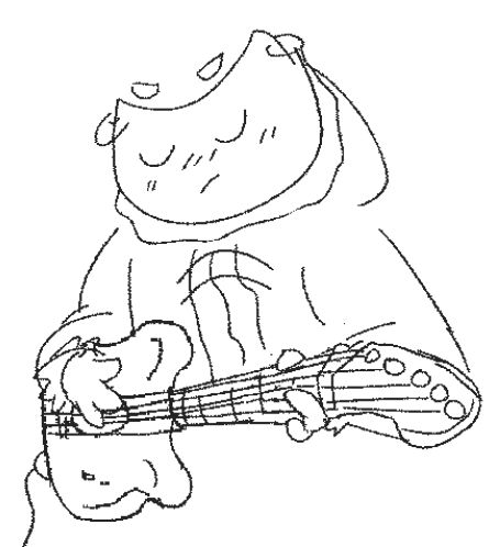 sentient rock lady strumming away the feelings