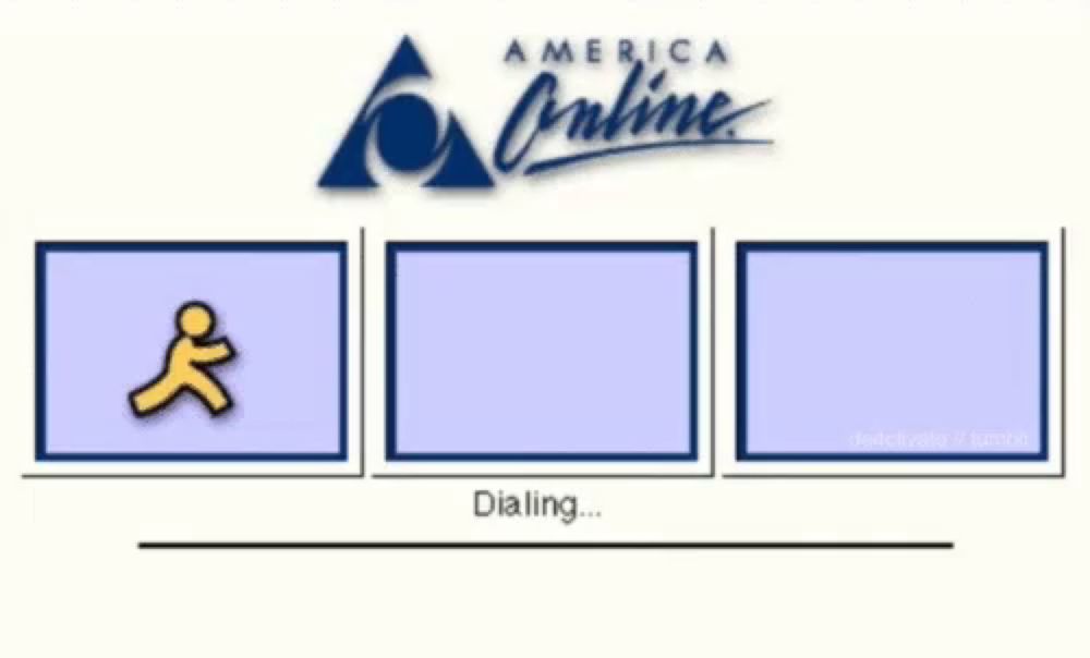 a logo for america online with three icons