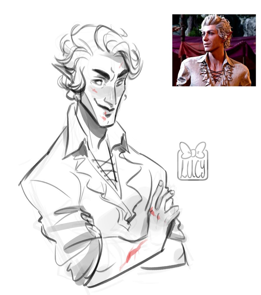 Sketch of Astarion from Baldur's Gate 3