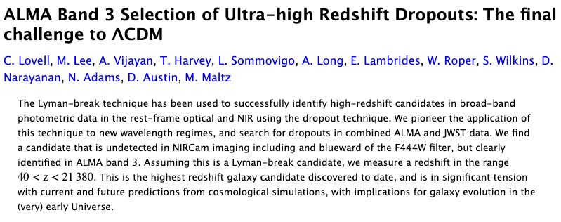 It is the screenshot of the abstract from arXiv of a paper describing the discovery of an absurdly high-redshift galaxy