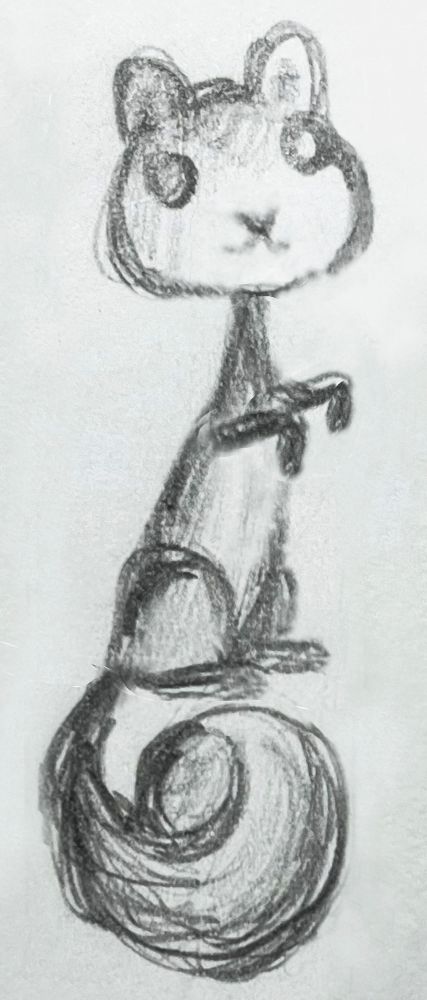 Pencil sketch of whimsical squirrel