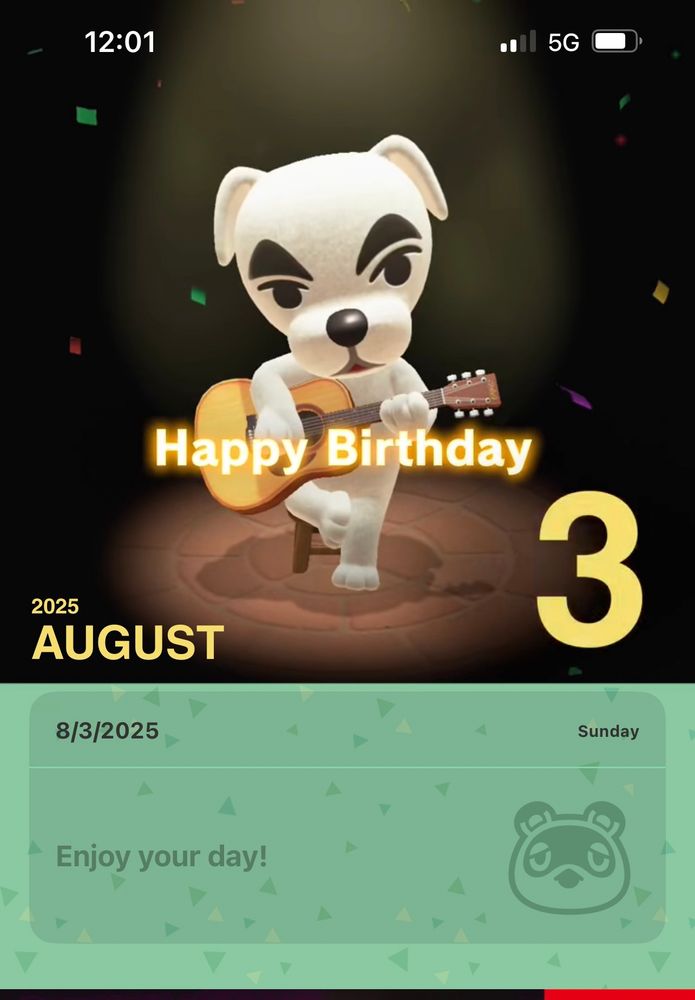 screenshot of Nintendo Today!, KK Slider wished me a Happy Birthday