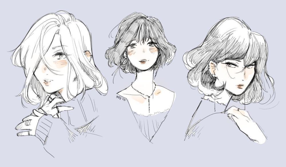 3 portraits of 3 random girls #nevdrawings