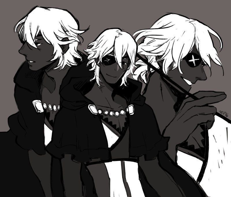 3 old black and white sketches of zero, niles, whatever you call this man, from fire emblem fates. #nevdrawings