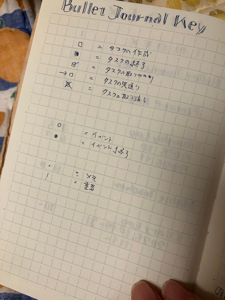 バレットジャーナルのキーページの写真