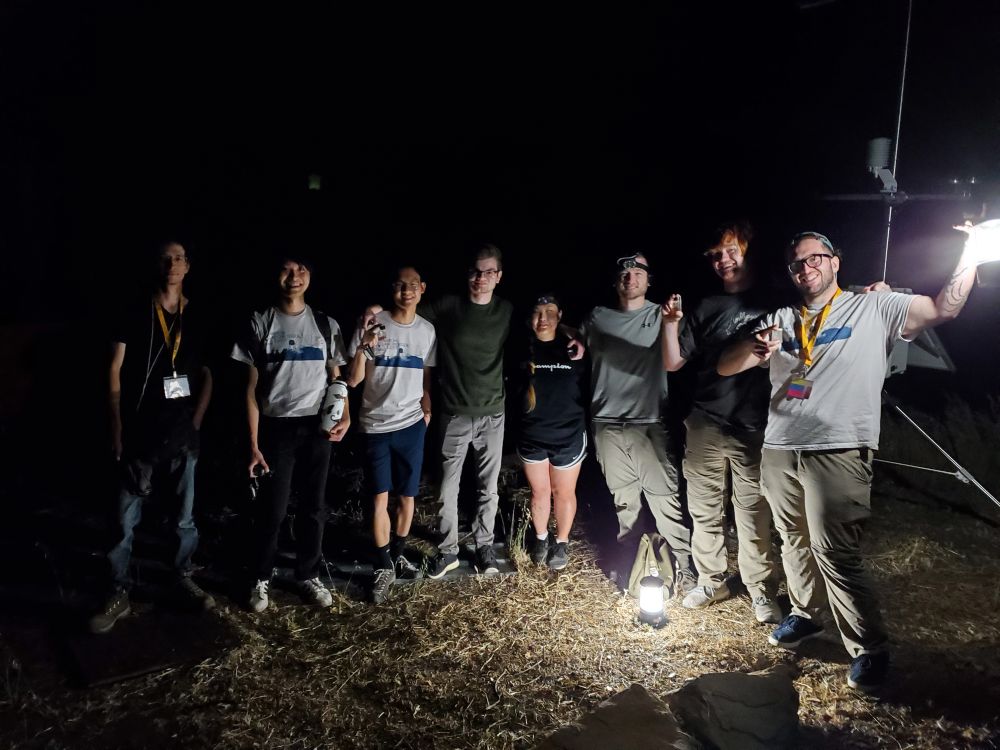 Arachnology students gathered at night for collecting arachnids
